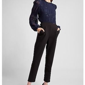 Express - Pleated Chiffon Sequin Jumpsuit Dark Blue
